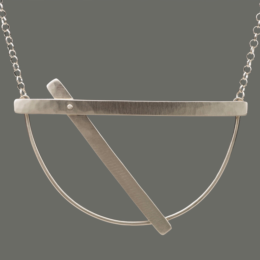 Hammered Riveted Slide Sterling Silver Necklace