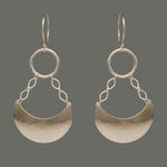 Crescent Hammered Chandelier Sterling Silver Earrings