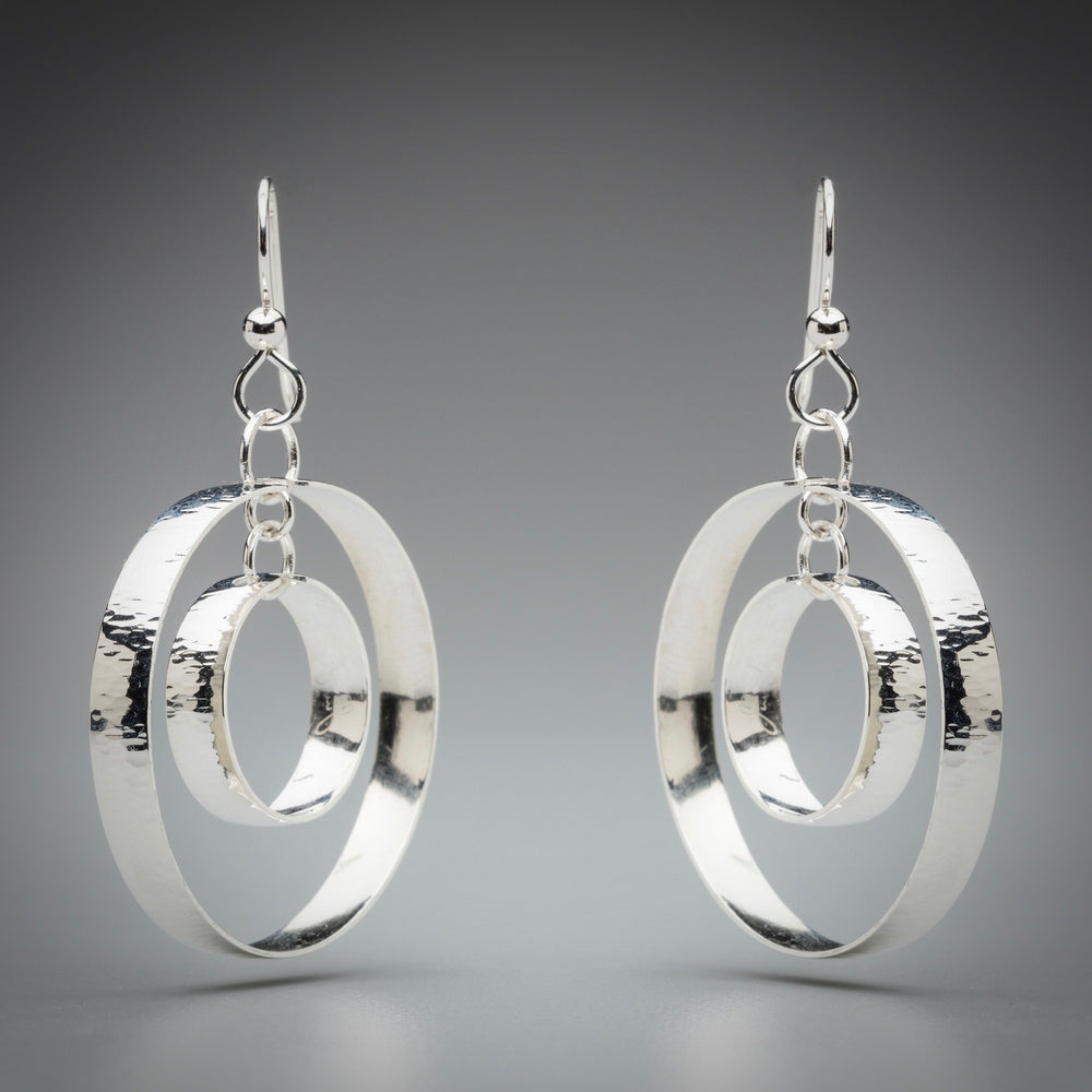 Illuminate Dual Hoop Sterling Silver Earrings, artisan sterling silver earrings