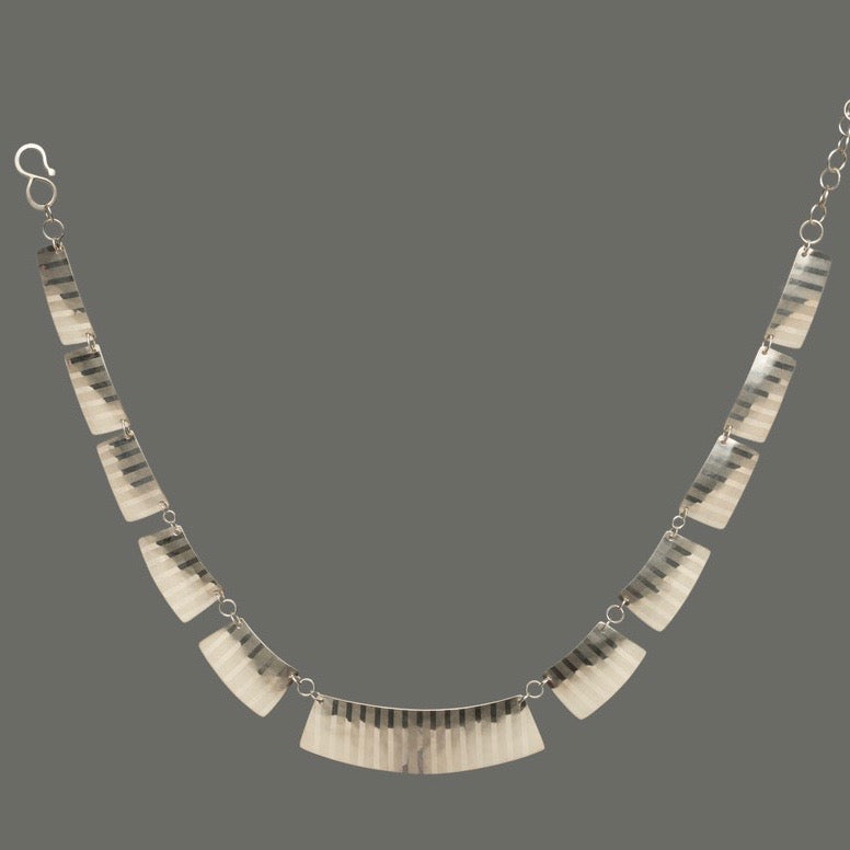 Deconstructed Pinstripe Collar Sterling Silver Necklace
