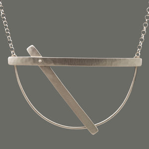 Sterling Silver Necklace / Hammered Riveted Slide, artisan jewelry, handmade silver jewelry