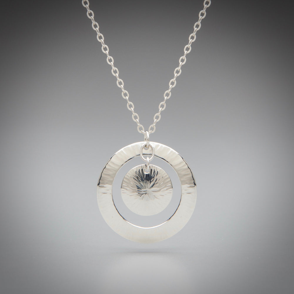 Illuminate Sunburst Sterling Silver Necklace, artisan sterling silver necklace
