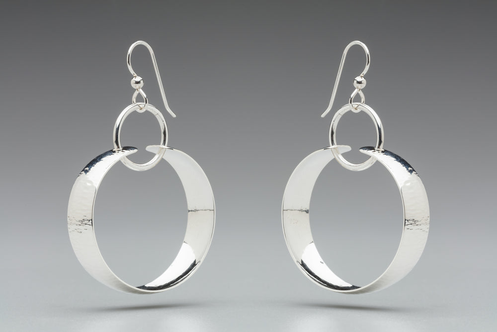 Illuminate Ring/Hoop Sterling Silver Earrings, artisan sterling silver earrings