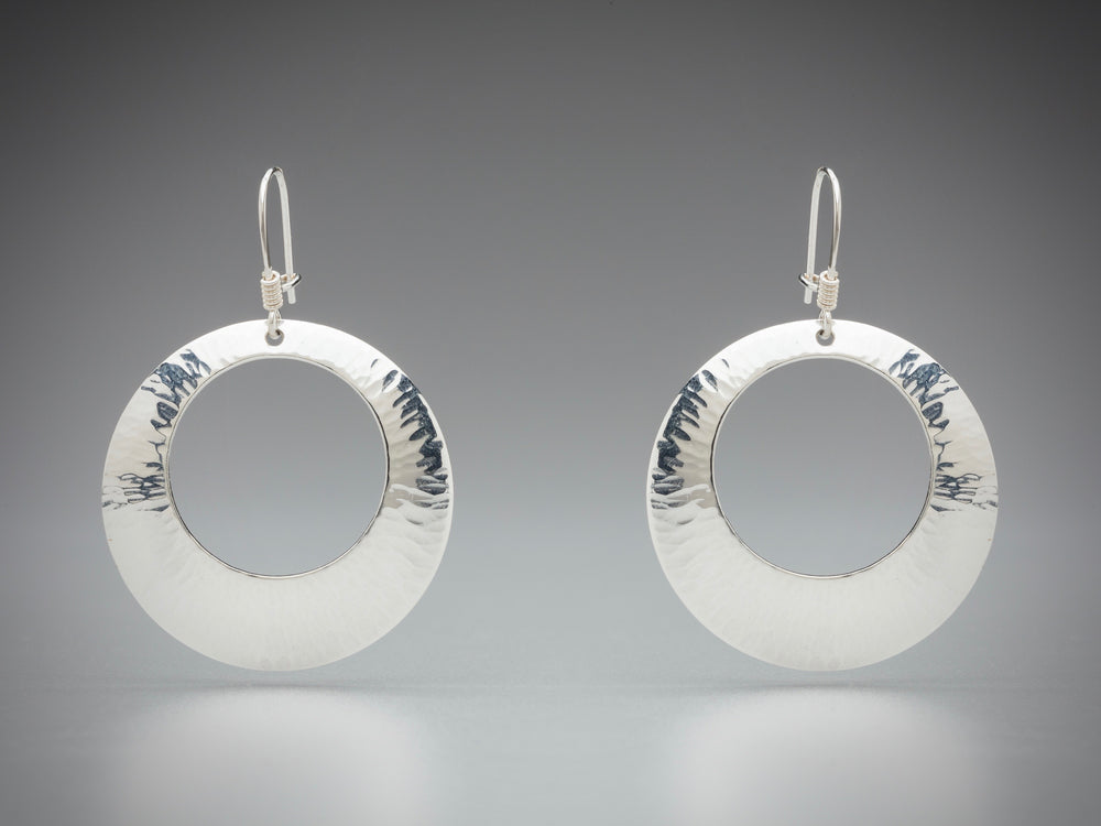 Illuminate O Sterling Silver Earrings, artisan sterling silver earrings
