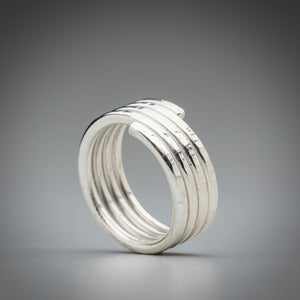 Illuminate Spring Fused Argentium Sterling Silver Ring, artisan sterling silver ring