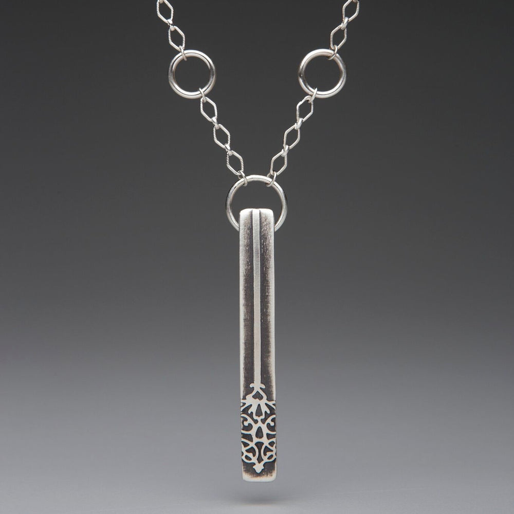 Silver Chain Necklace with Artisan Embossed Beads - Silvertraits