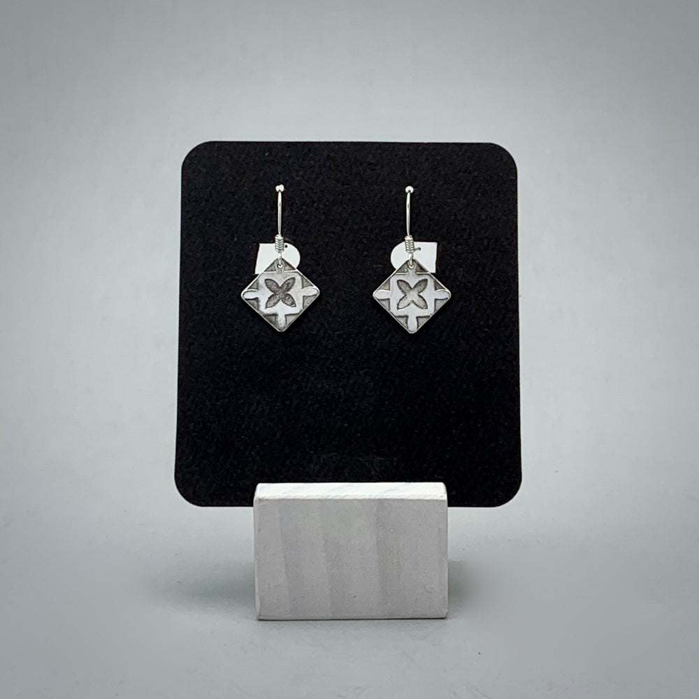 Geometric Flower Sterling Silver Earrings