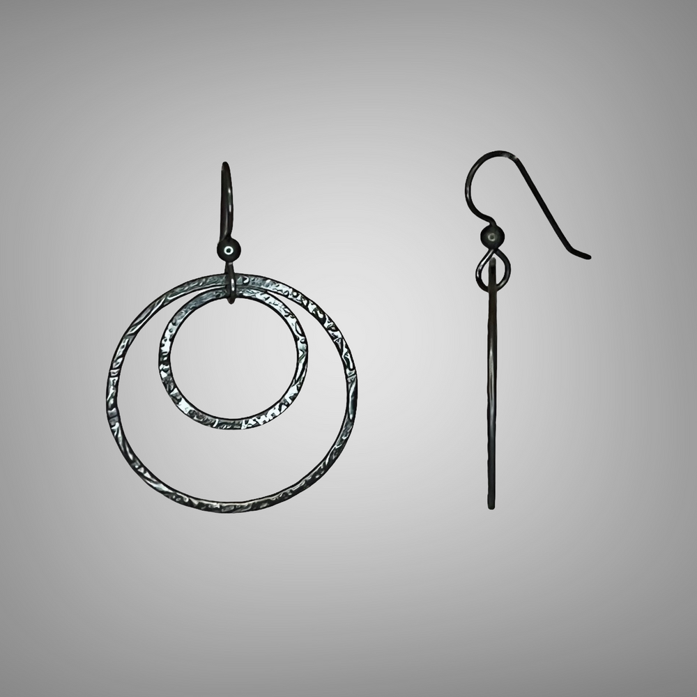 Sterling Silver Texture Ring Ring Dangle Earrings
